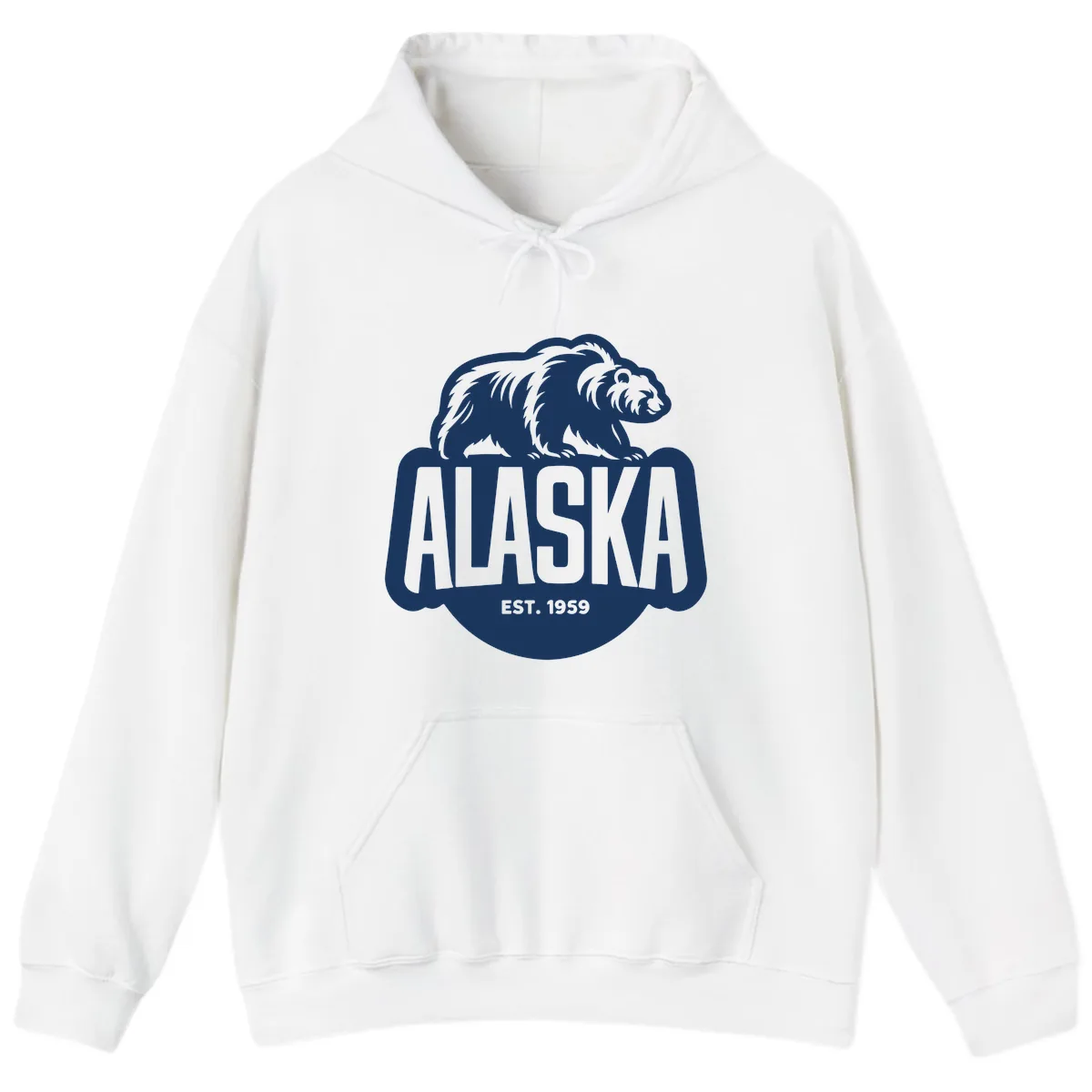 Alaska Bear Established 1959 Badge Hoodie in White