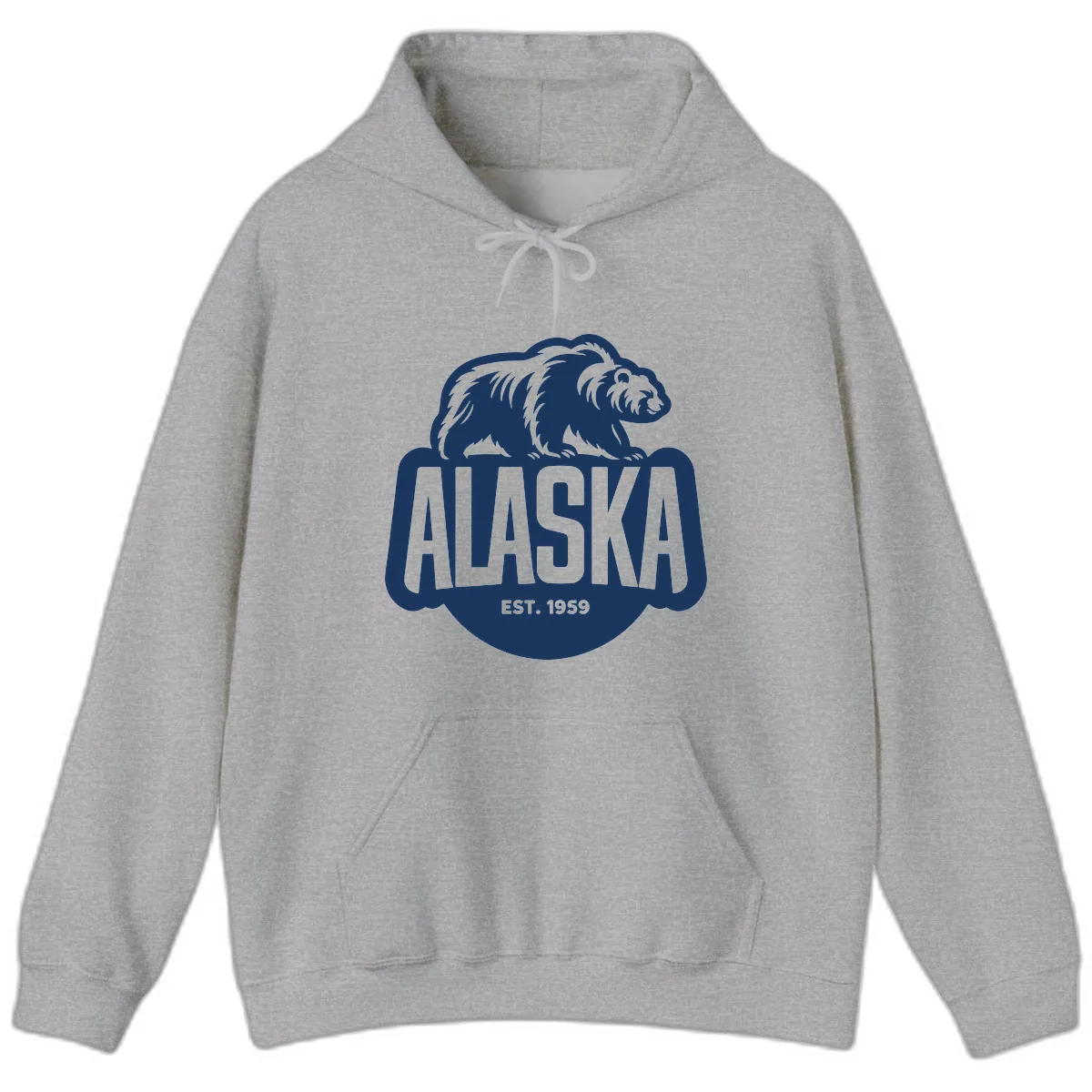 Alaska Bear Established 1959 Badge Hoodie in Sport Grey