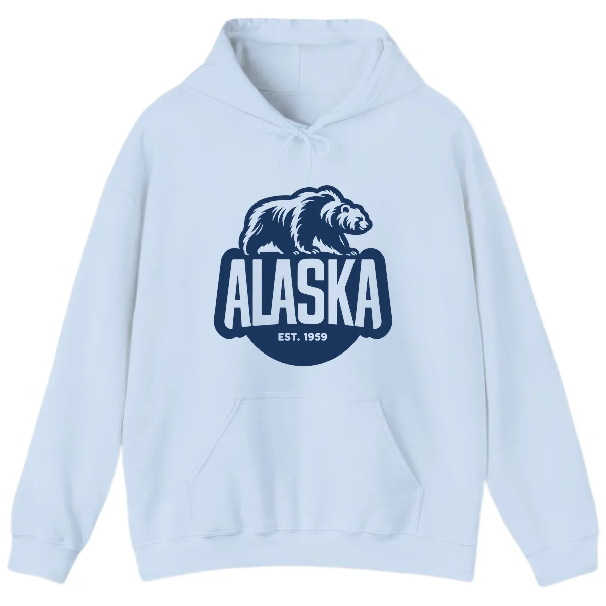 Alaska Bear Established 1959 Badge Hoodie in Light Blue