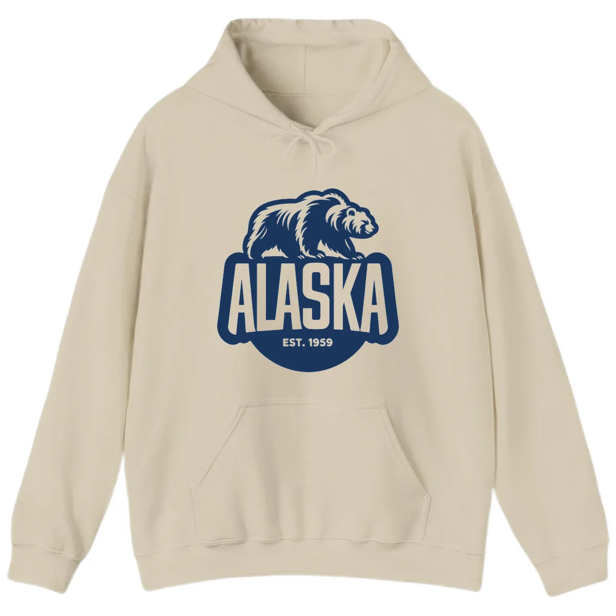 Alaska Bear Established 1959 Badge Hoodie in Sand