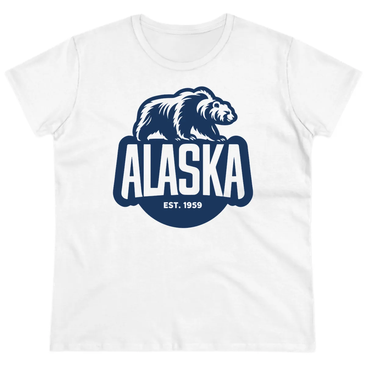 Alaska Bear Established 1959 Badge Ladies Tee in White