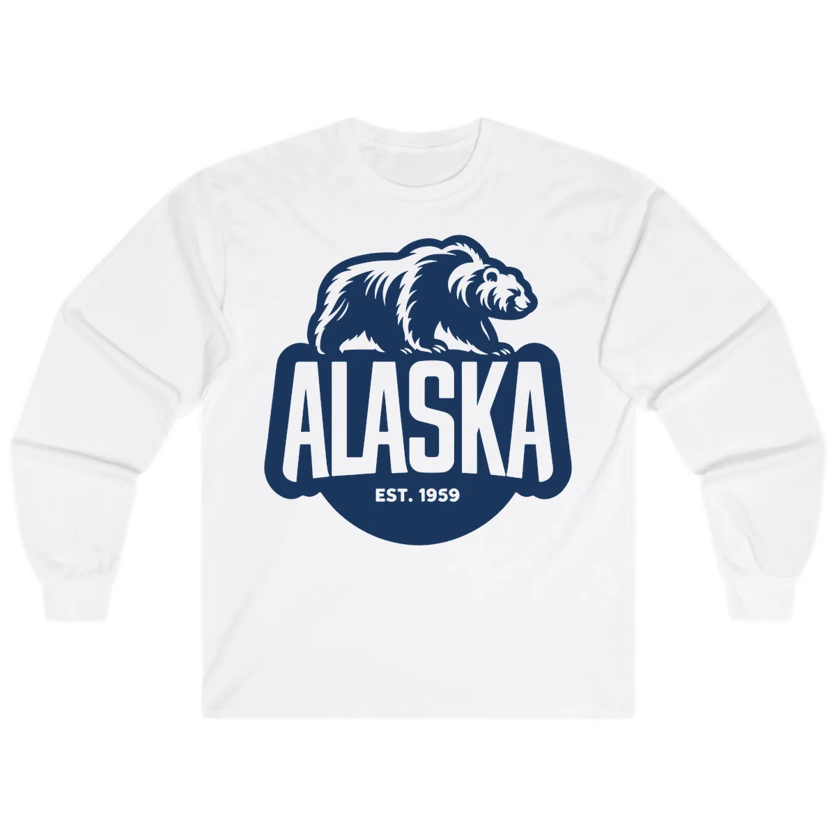 Alaska Bear Established 1959 Badge Long Sleeve in White