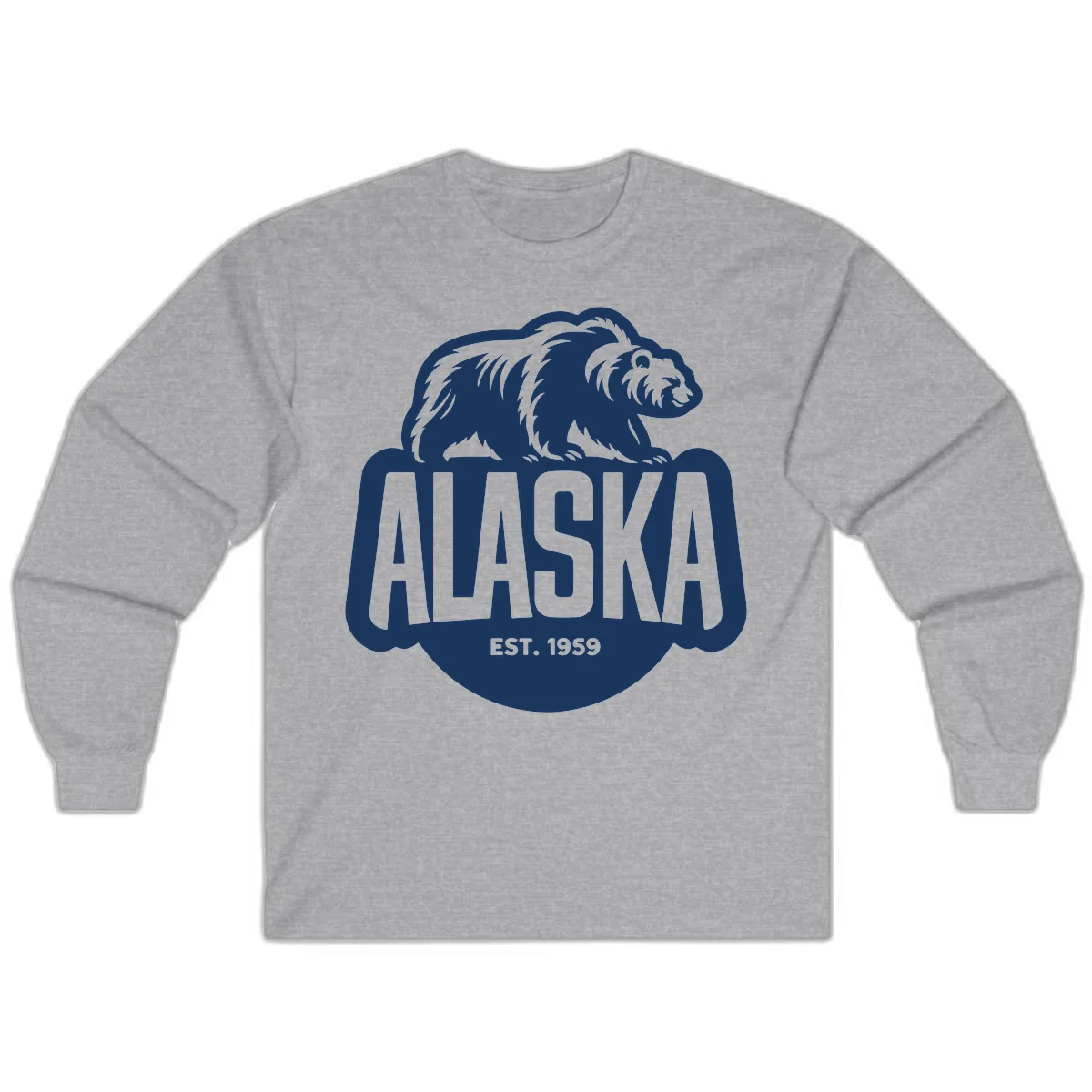 Alaska Bear Established 1959 Badge Long Sleeve in Sport Grey