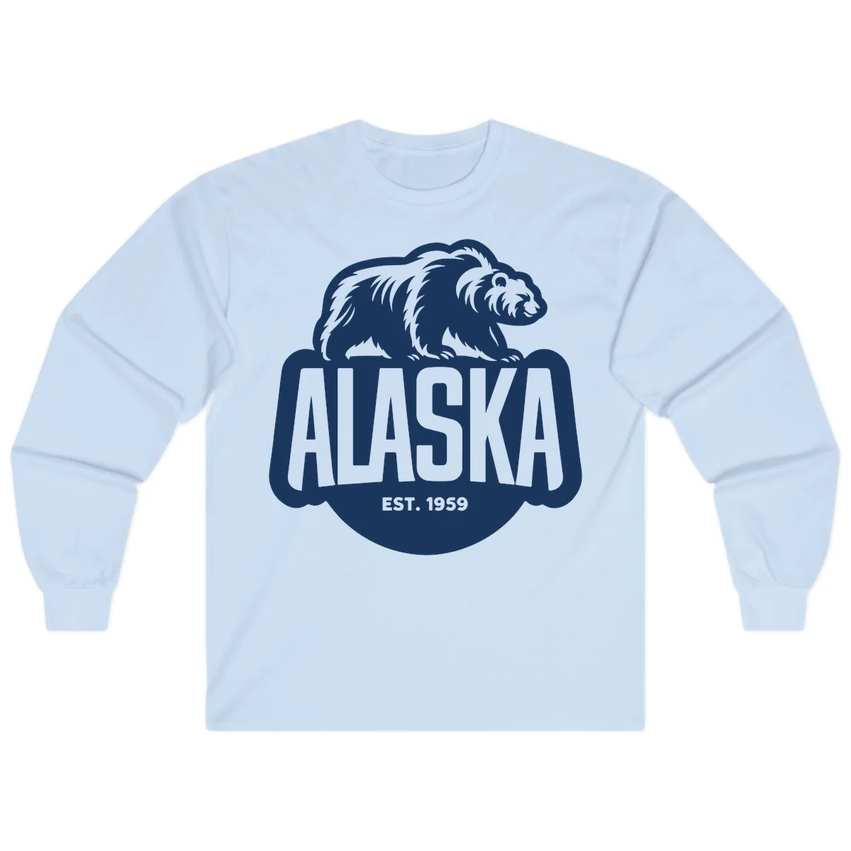 Alaska Bear Established 1959 Badge Long Sleeve in Light Blue