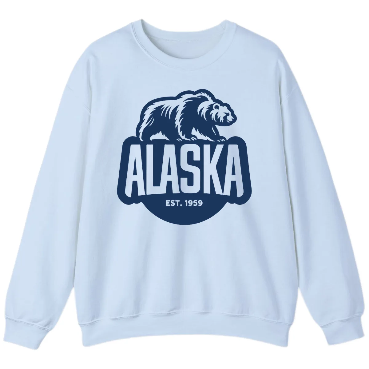 Alaska Bear Established 1959 Badge Sweatshirt in Light Blue