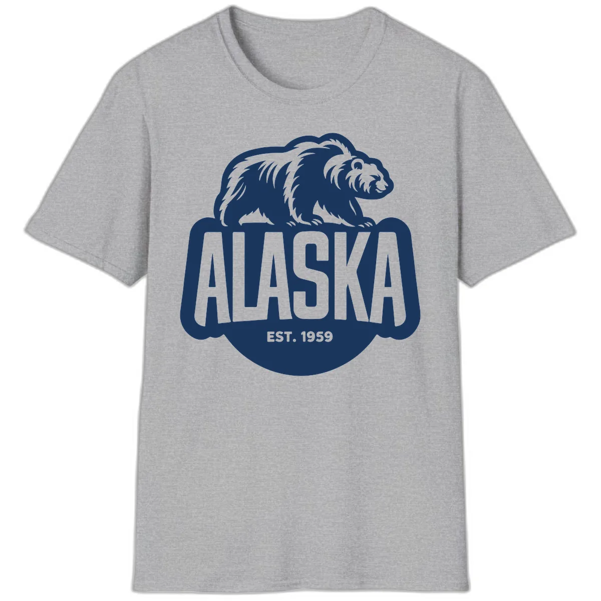 Alaska Bear Established 1959 Badge T-Shirt in Sport Grey