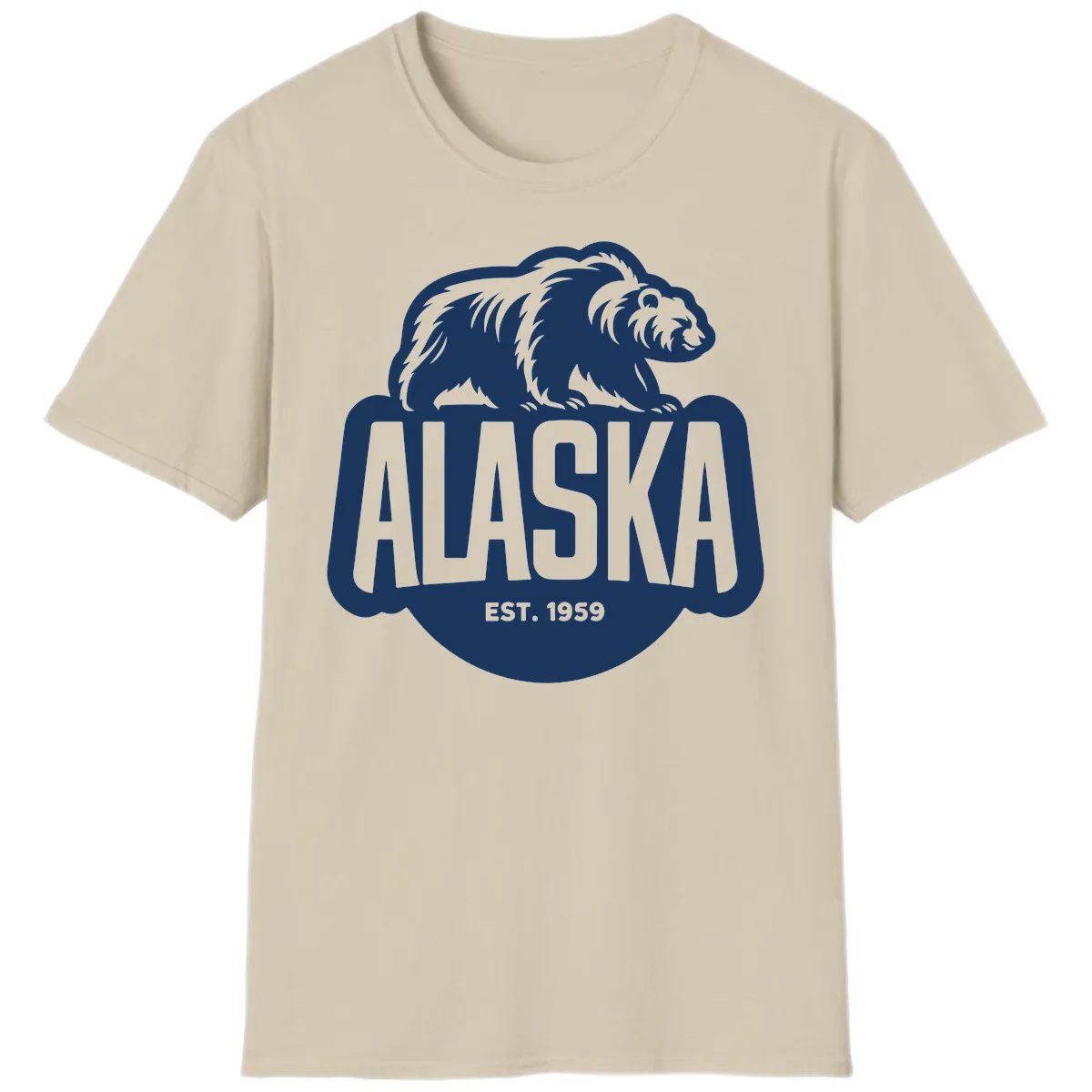 Alaska Bear Established 1959 Badge T-Shirt in Sand