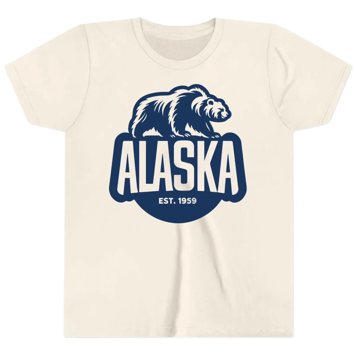 Alaska Bear Established 1959 Badge Youth T-Shirt in Natural