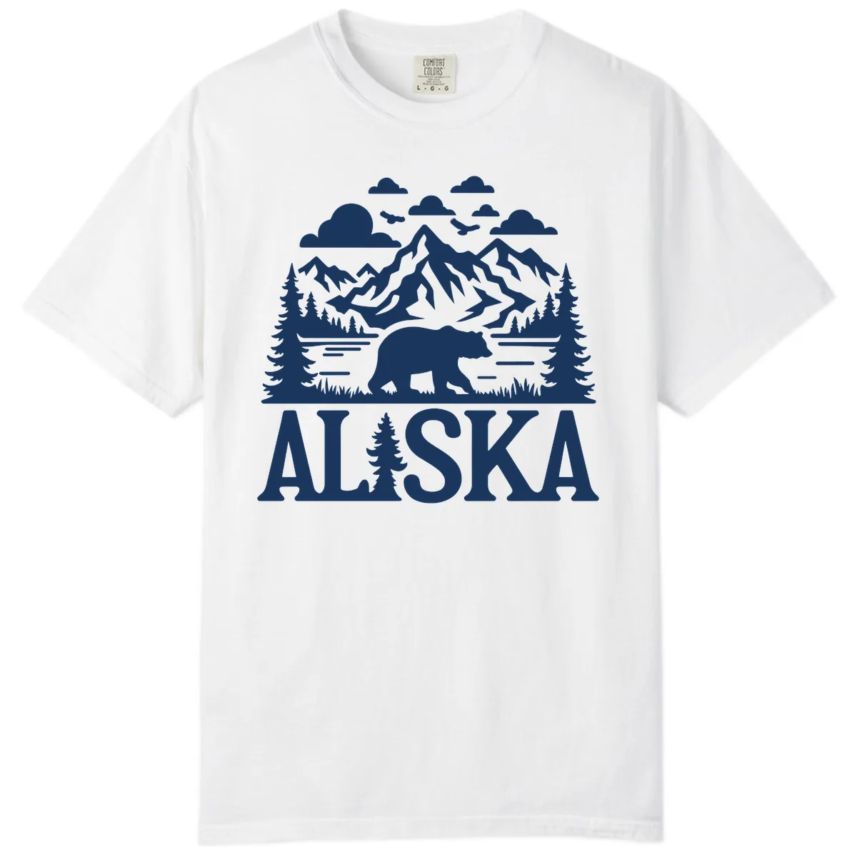 Alaska Bear Mountain Forest Landscape Comfort Color in White