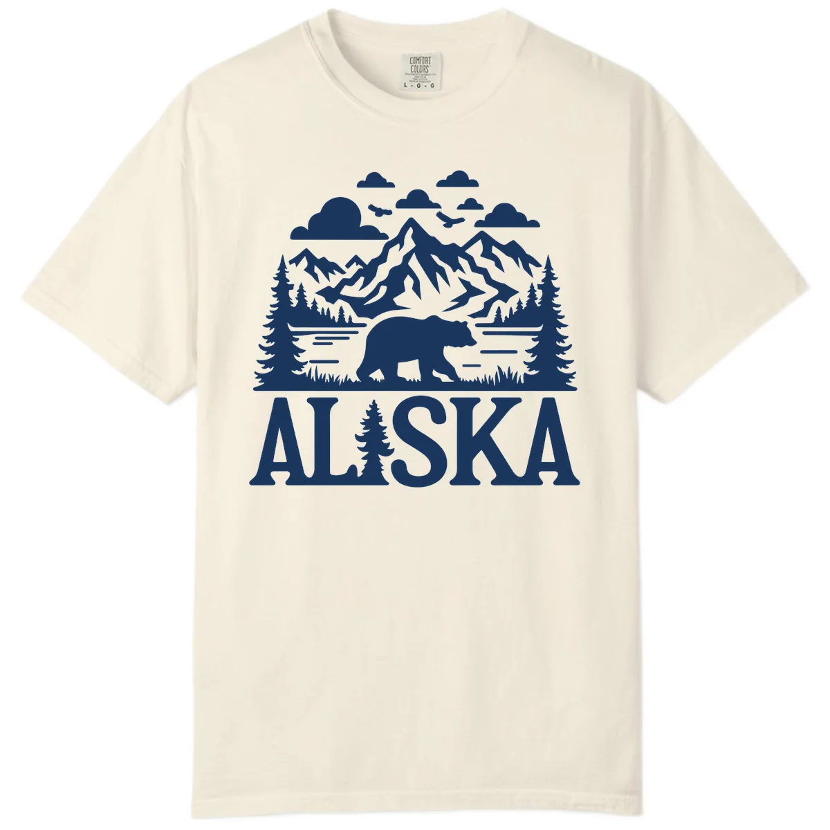 Alaska Bear Mountain Forest Landscape Comfort Color in Ivory