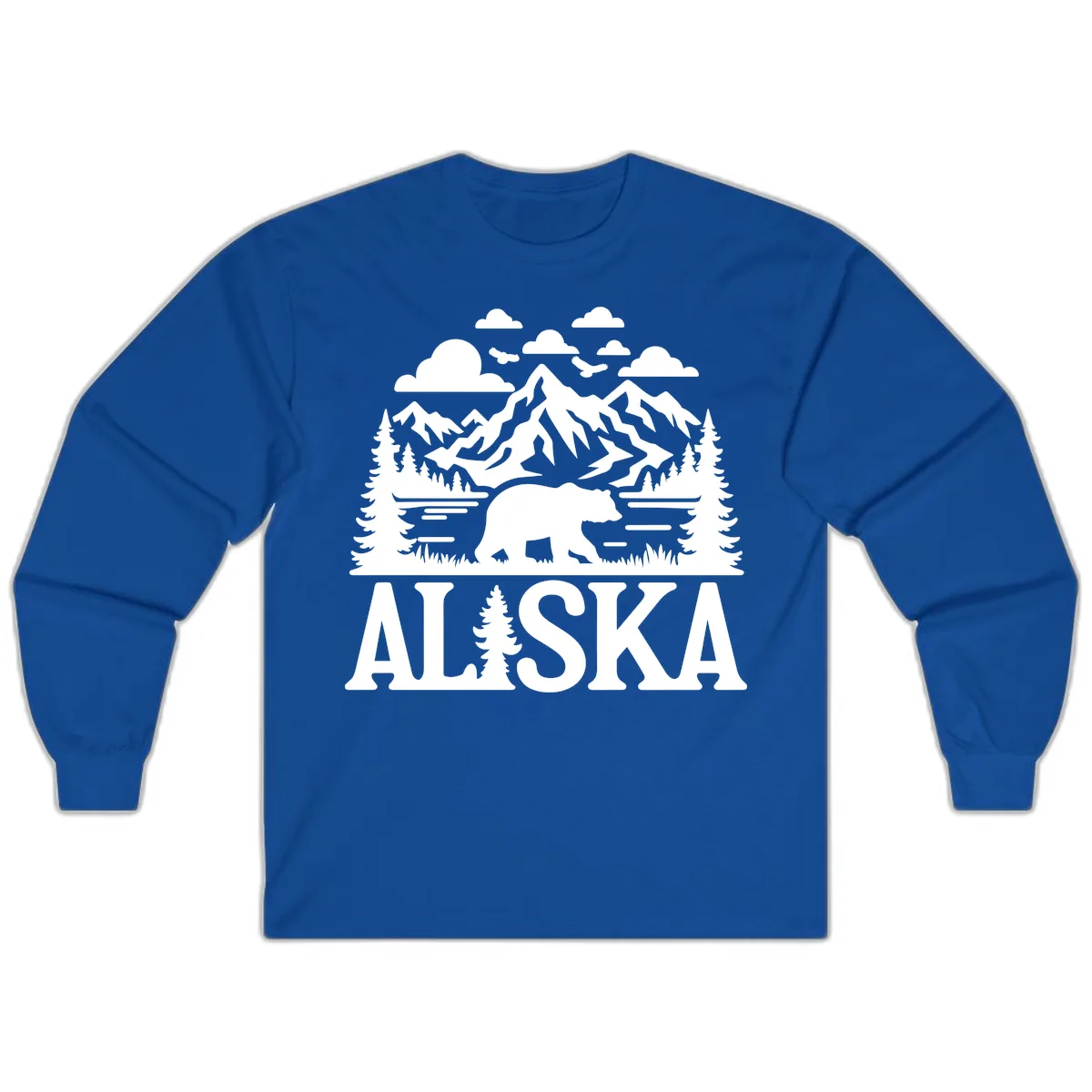 Alaska Bear Mountain Forest Landscape Long Sleeve in Royal
