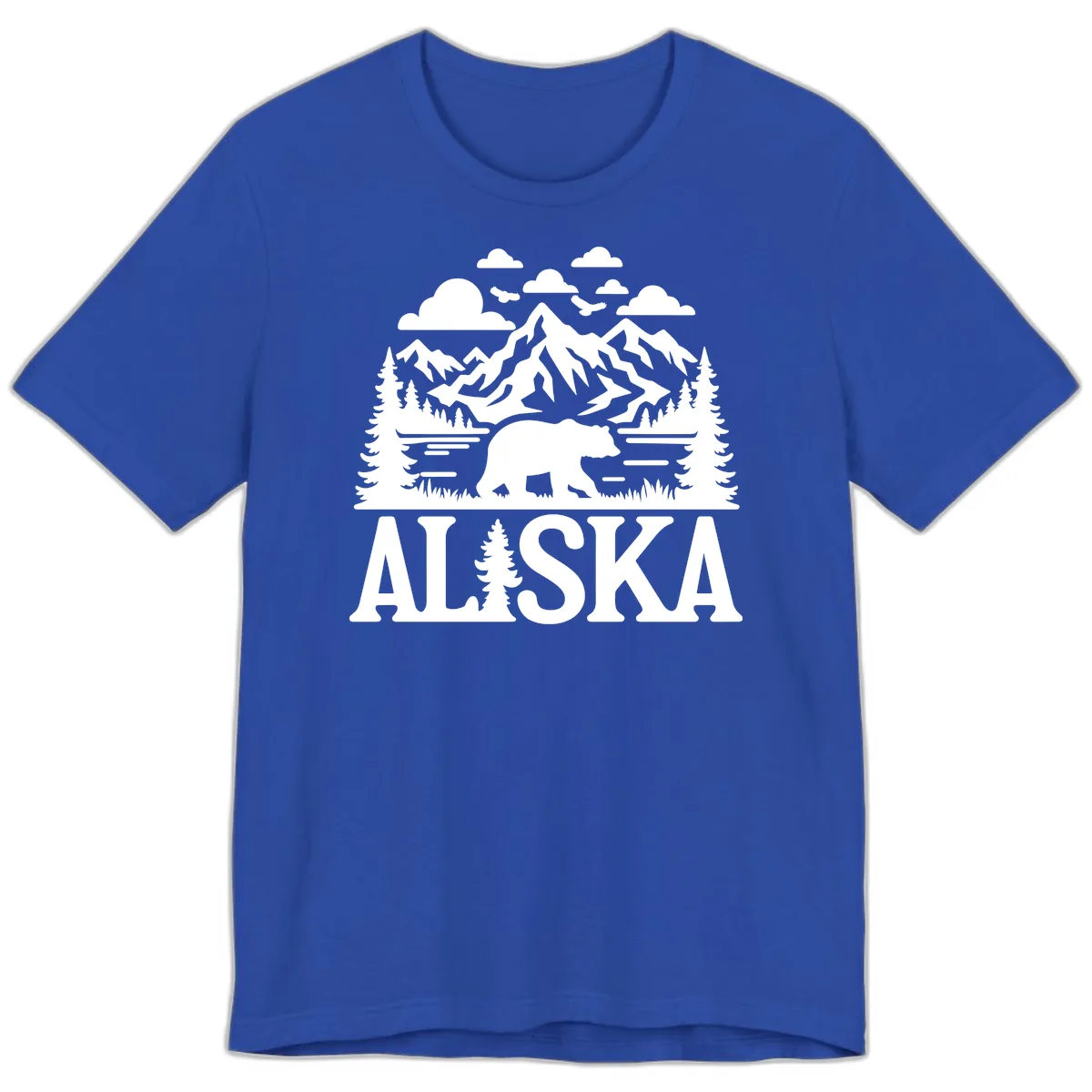 Alaska Bear Mountain Forest Landscape Premium T-Shirt in True Royal