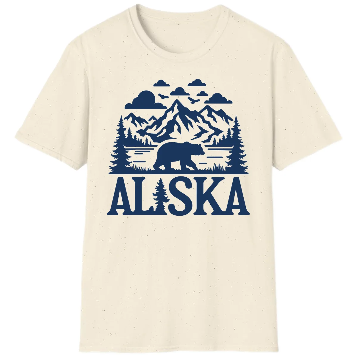 Alaska Bear Mountain Forest Landscape T-Shirt in Natural