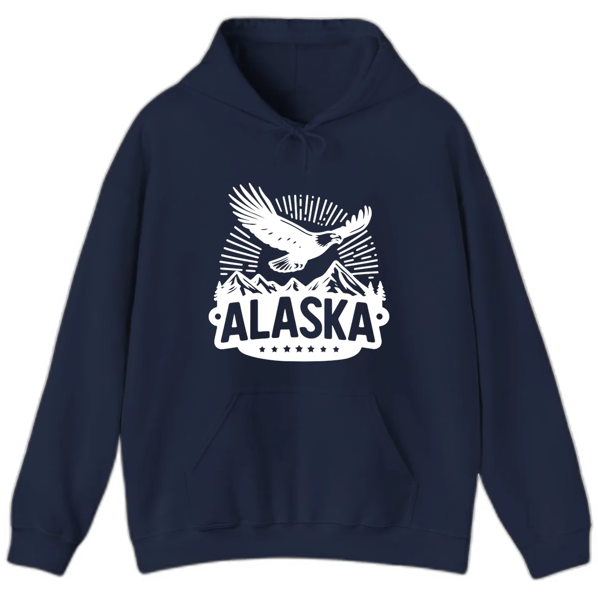 Alaska Soaring Eagle Mountain View Hoodie in Navy