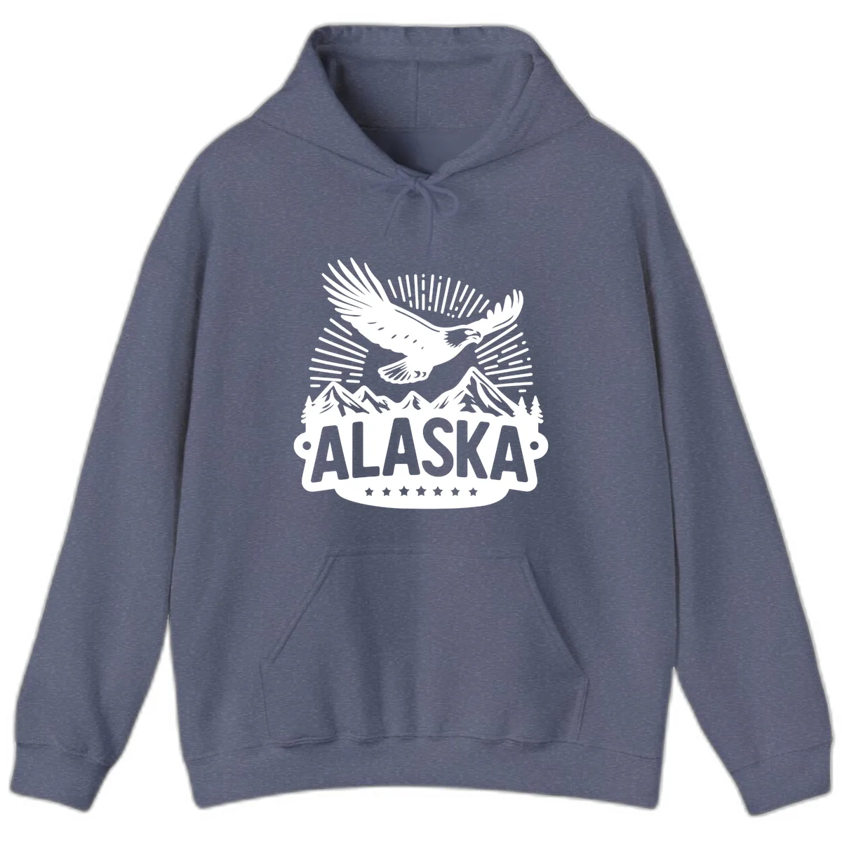Alaska Soaring Eagle Mountain View Hoodie in Heather Navy