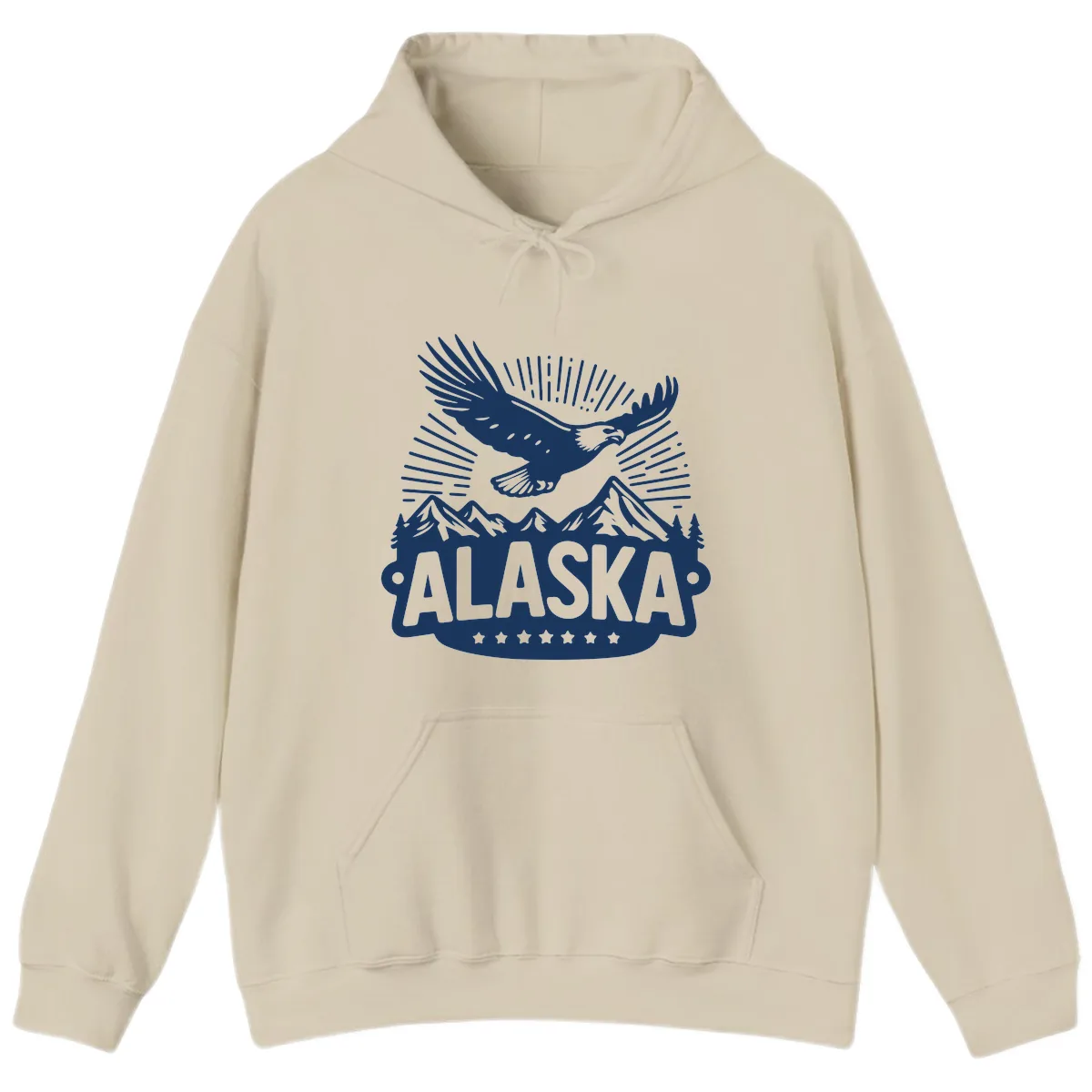 Alaska Soaring Eagle Mountain View Hoodie in Sand
