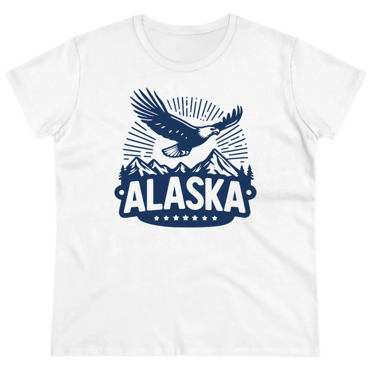 Alaska Soaring Eagle Mountain View Ladies Tee in White