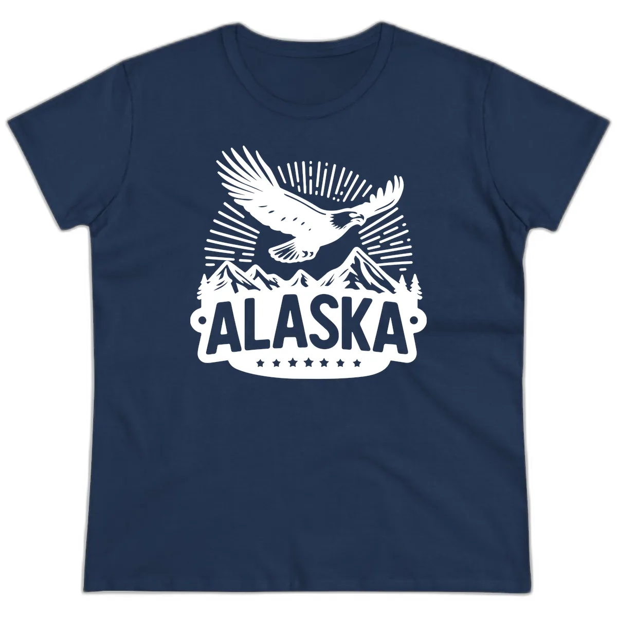 Alaska Soaring Eagle Mountain View Ladies Tee in Navy