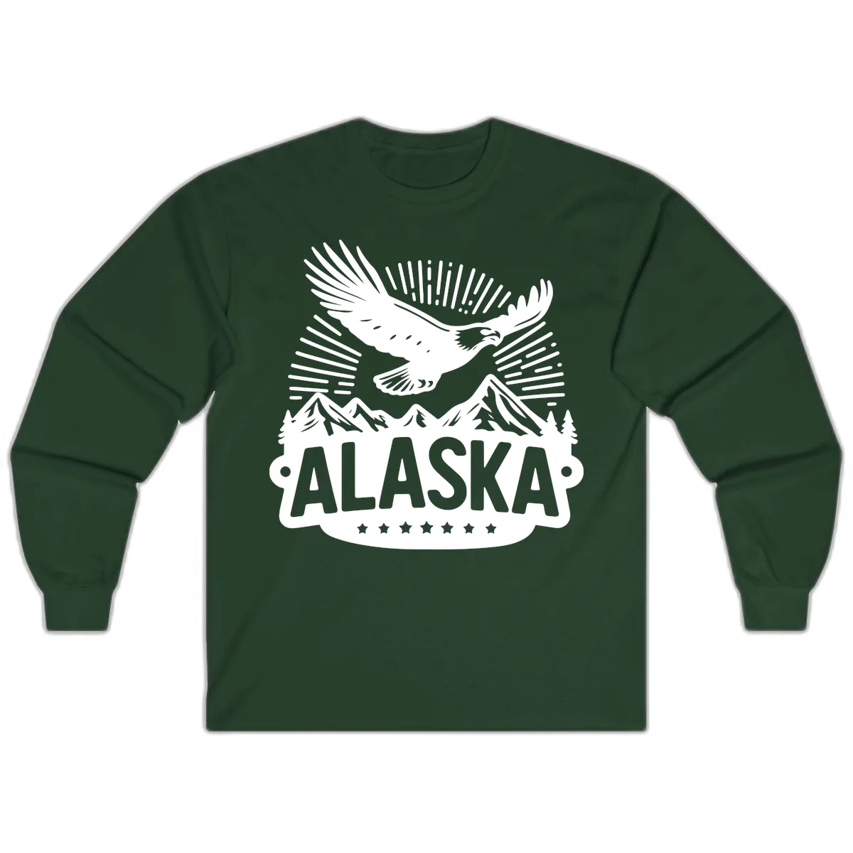 Alaska Soaring Eagle Mountain View Long Sleeve in Forest Green