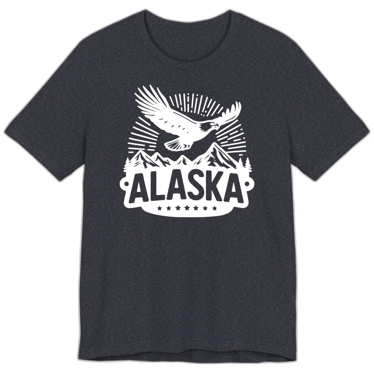 Alaska Soaring Eagle Mountain View Premium T-Shirt in Heather Navy