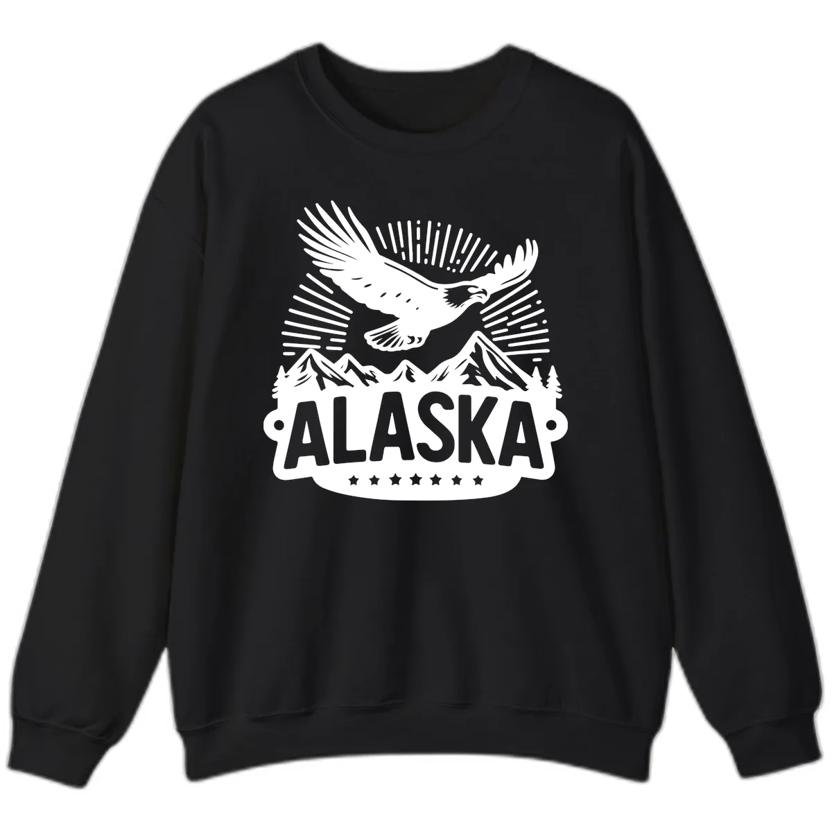 Alaska Soaring Eagle Mountain View Sweatshirt in Black