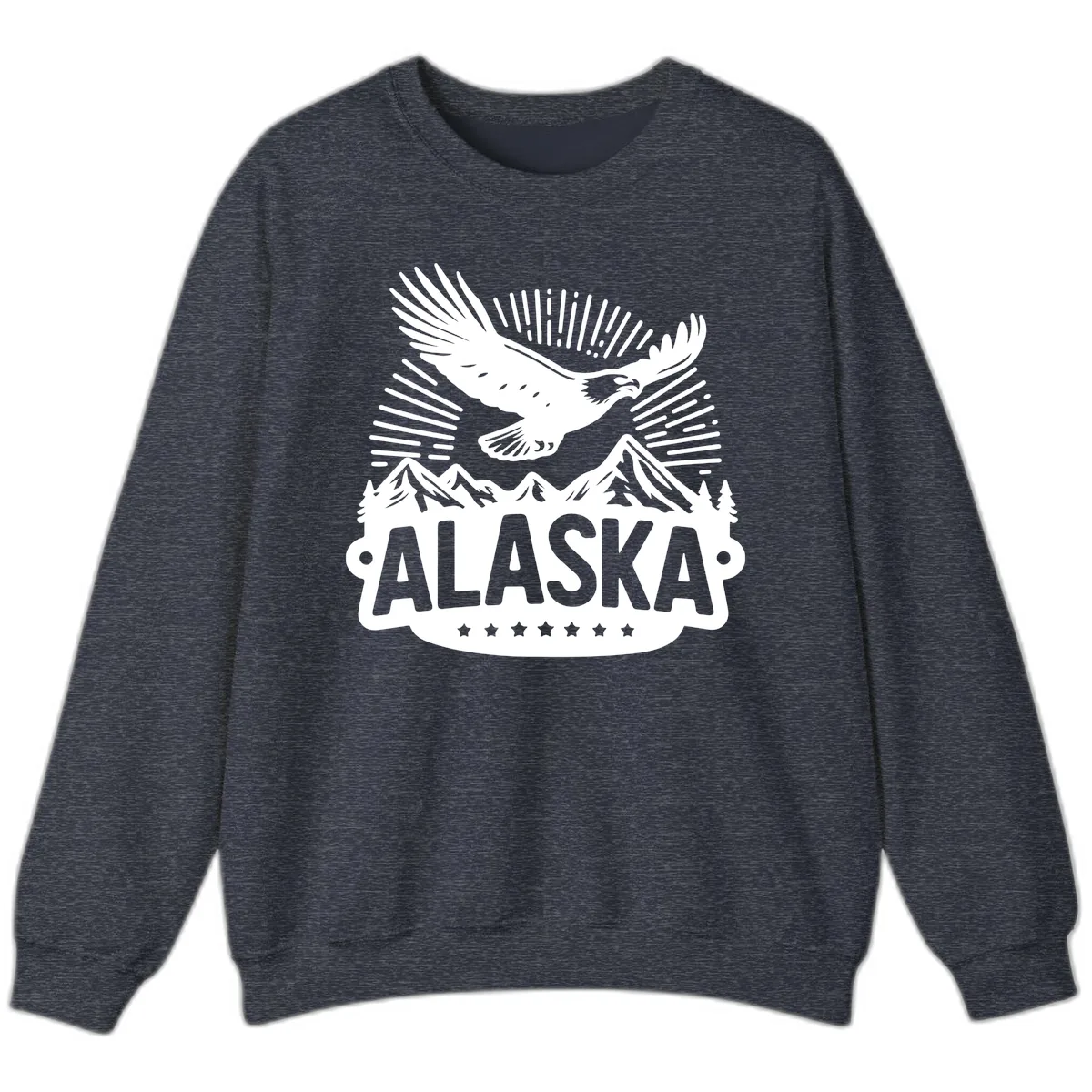 Alaska Soaring Eagle Mountain View Sweatshirt in Heather Sport Dark Navy
