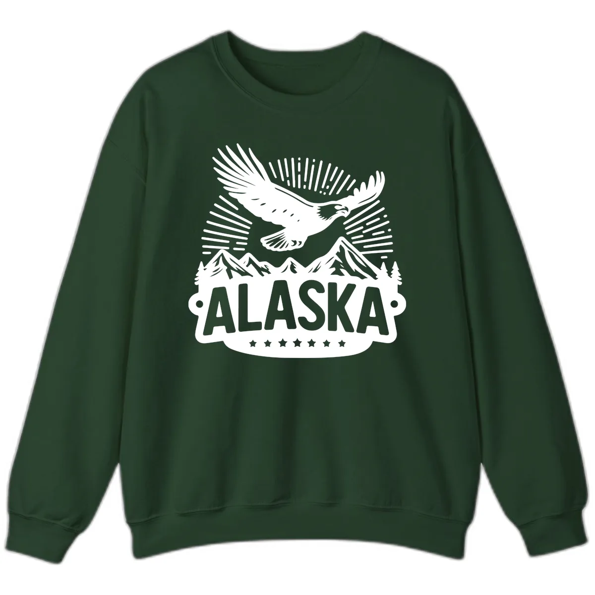 Alaska Soaring Eagle Mountain View Sweatshirt in Forest Green