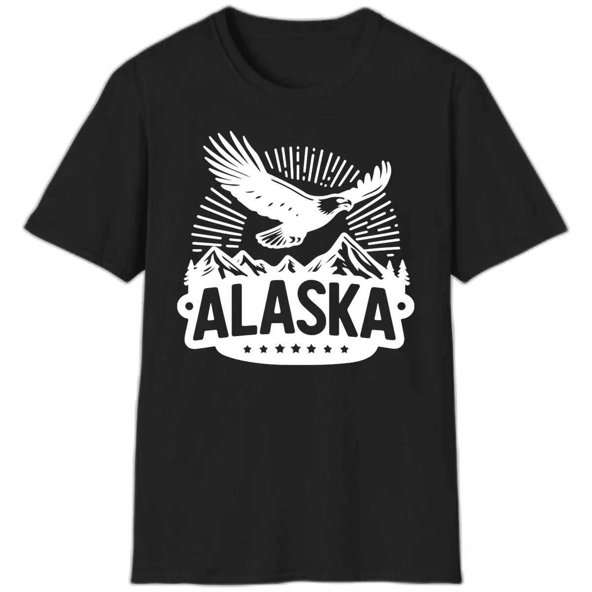 Alaska Soaring Eagle Mountain View T-Shirt in Black