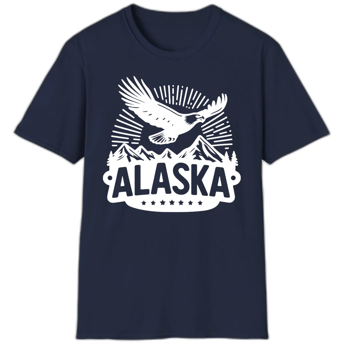 Alaska Soaring Eagle Mountain View T-Shirt in Navy