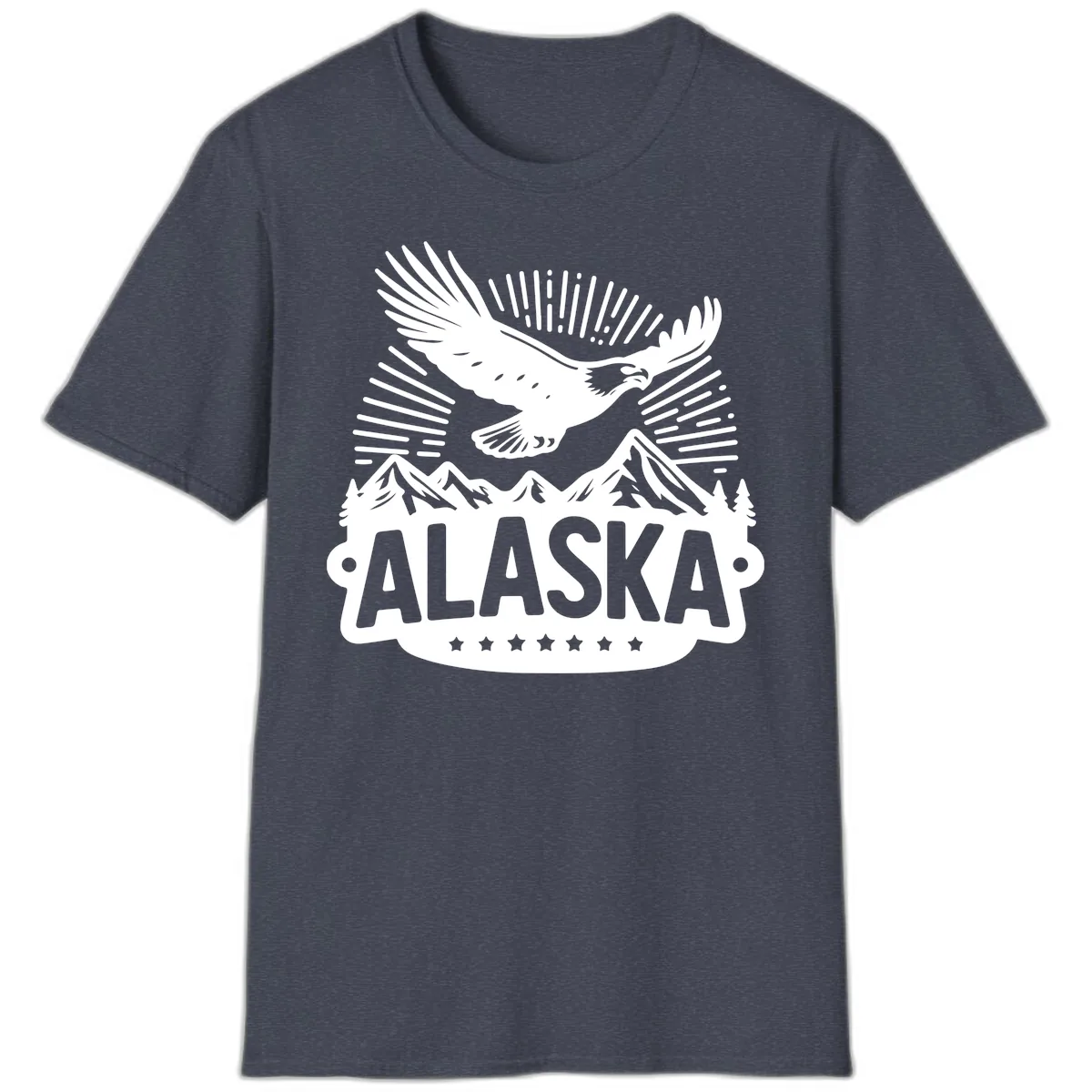 Alaska Soaring Eagle Mountain View T-Shirt in Heather Navy
