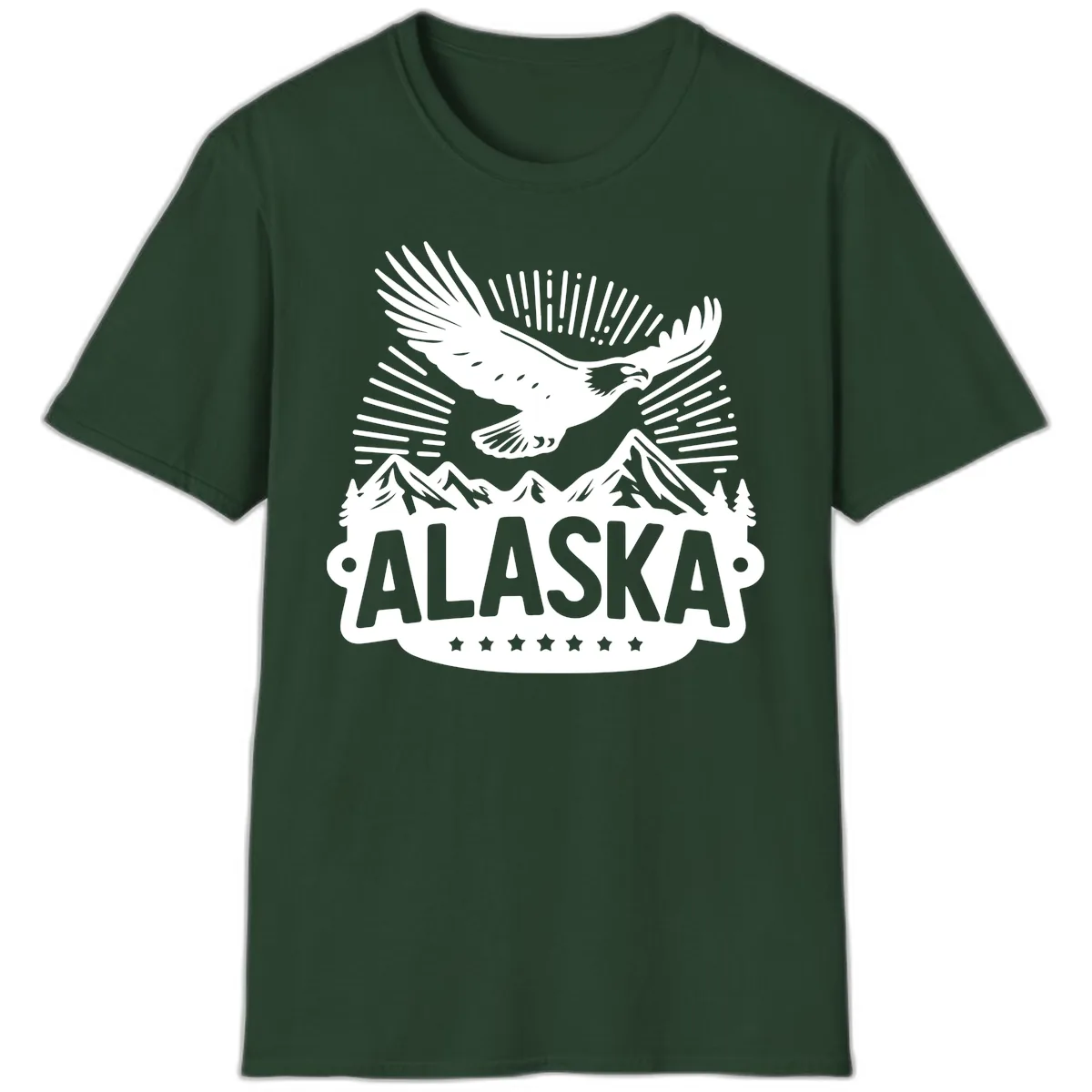 Alaska Soaring Eagle Mountain View T-Shirt in Forest Green