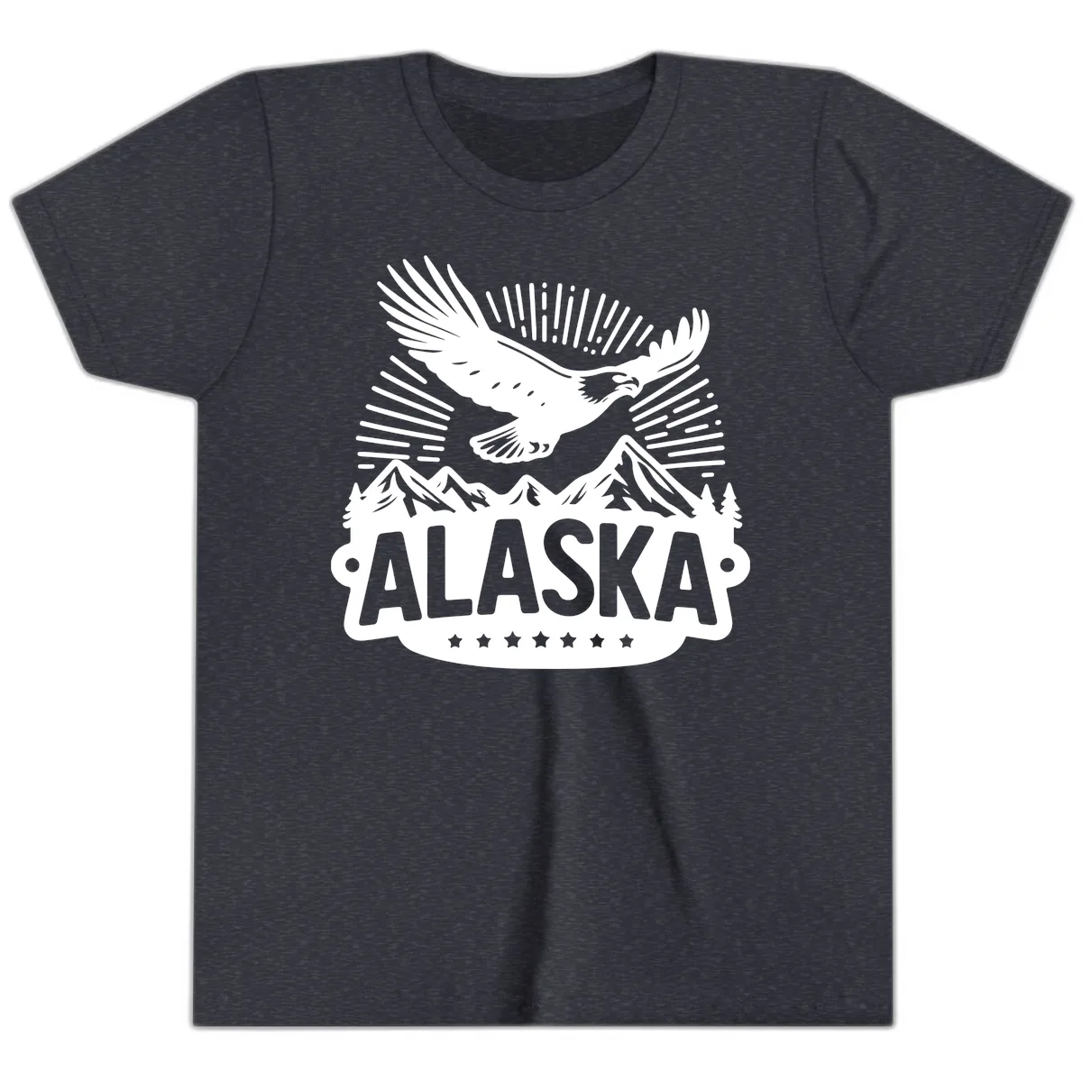 Alaska Soaring Eagle Mountain View Youth T-Shirt in Heather Navy