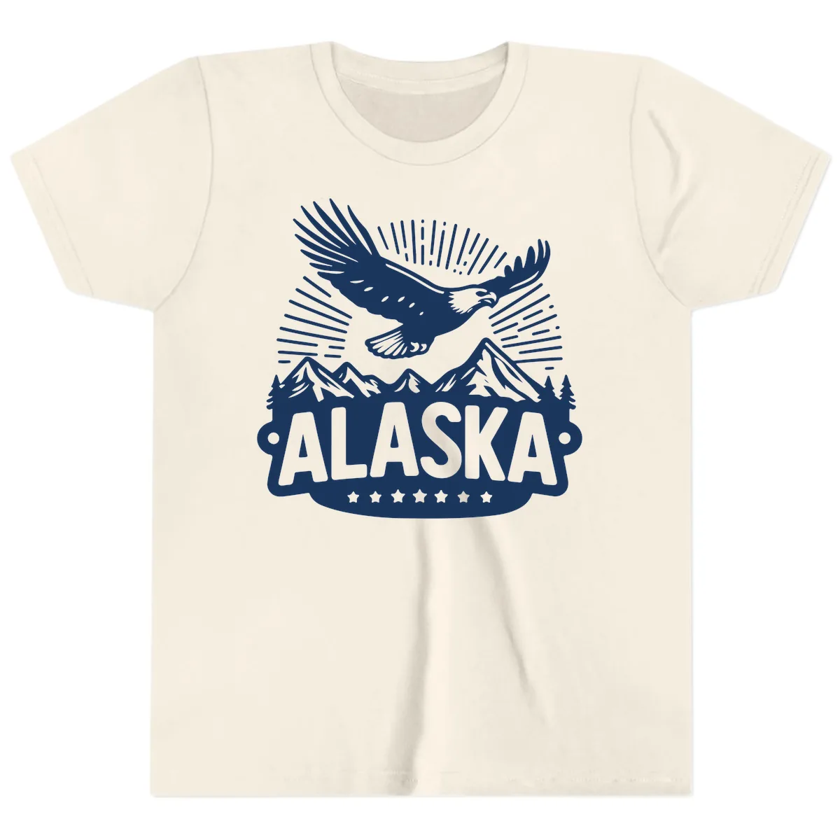 Alaska Soaring Eagle Mountain View Youth T-Shirt in Natural