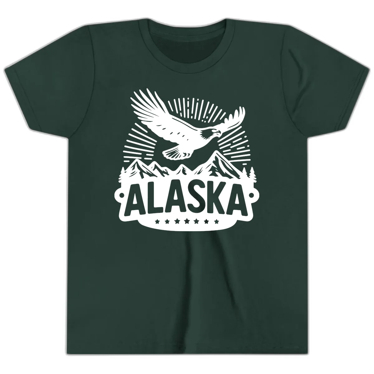 Alaska Soaring Eagle Mountain View Youth T-Shirt in Forest