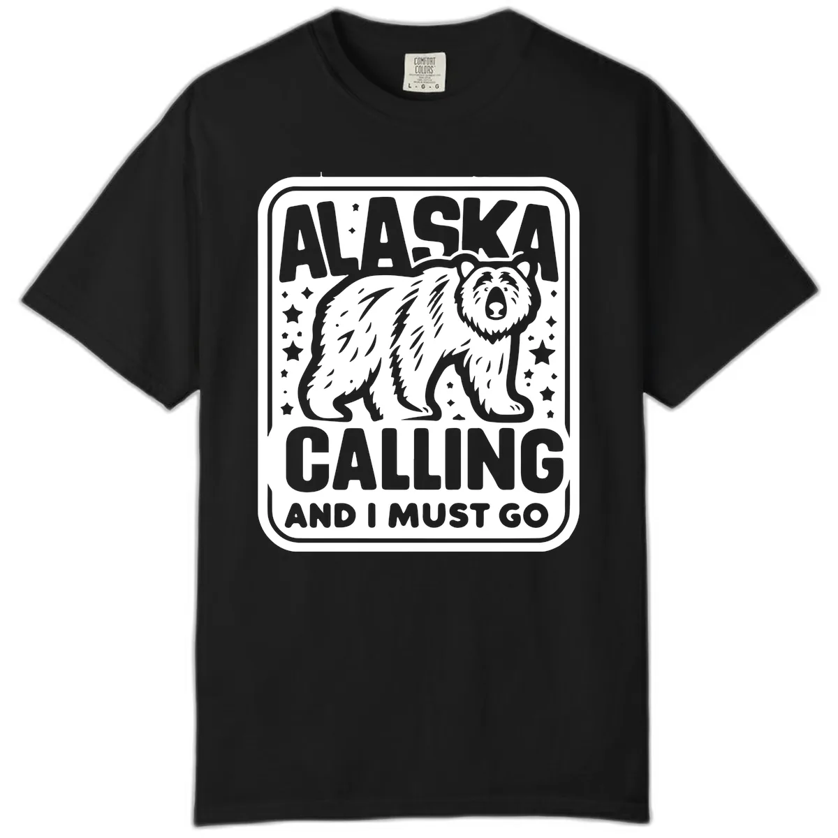 Alaska Calling Bear Adventure Badge Comfort Color in Black