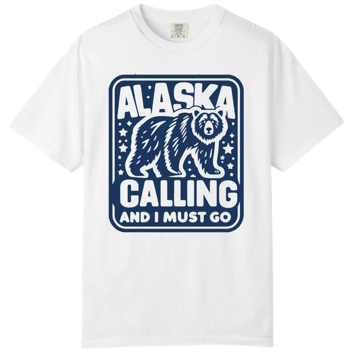 Alaska Calling Bear Adventure Badge Comfort Color in White