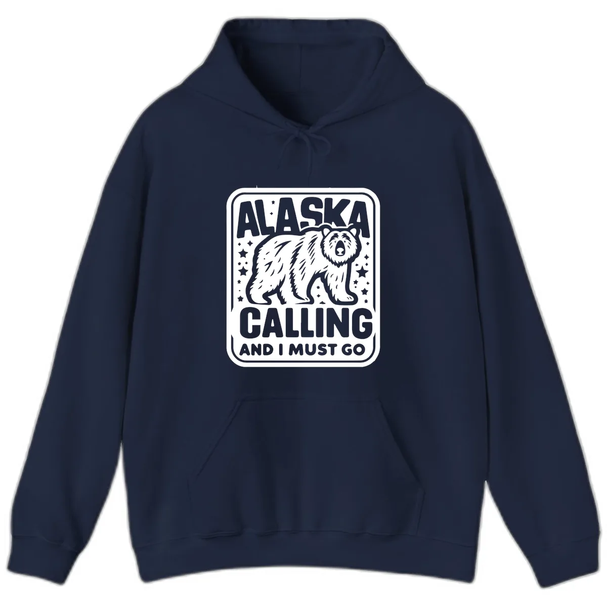 Alaska Calling Bear Adventure Badge Hoodie in Navy