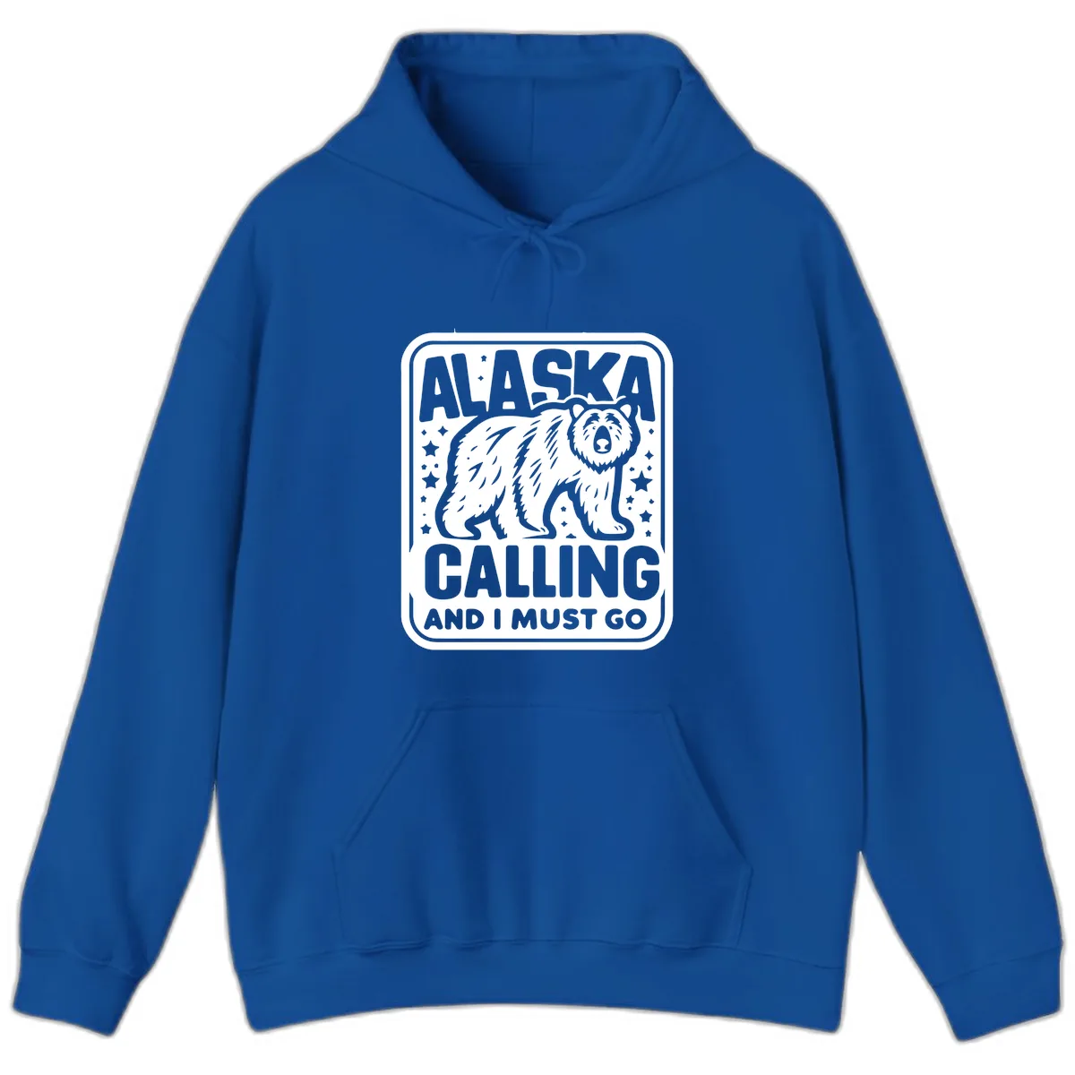 Alaska Calling Bear Adventure Badge Hoodie in Royal
