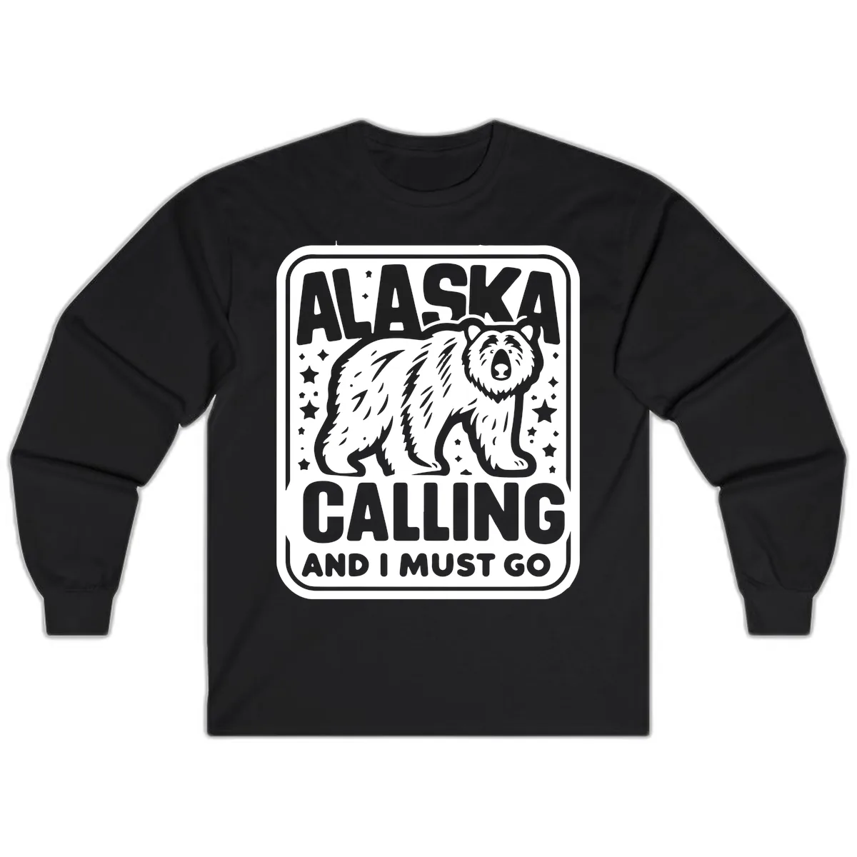 Alaska Calling Bear Adventure Badge Long Sleeve in Black