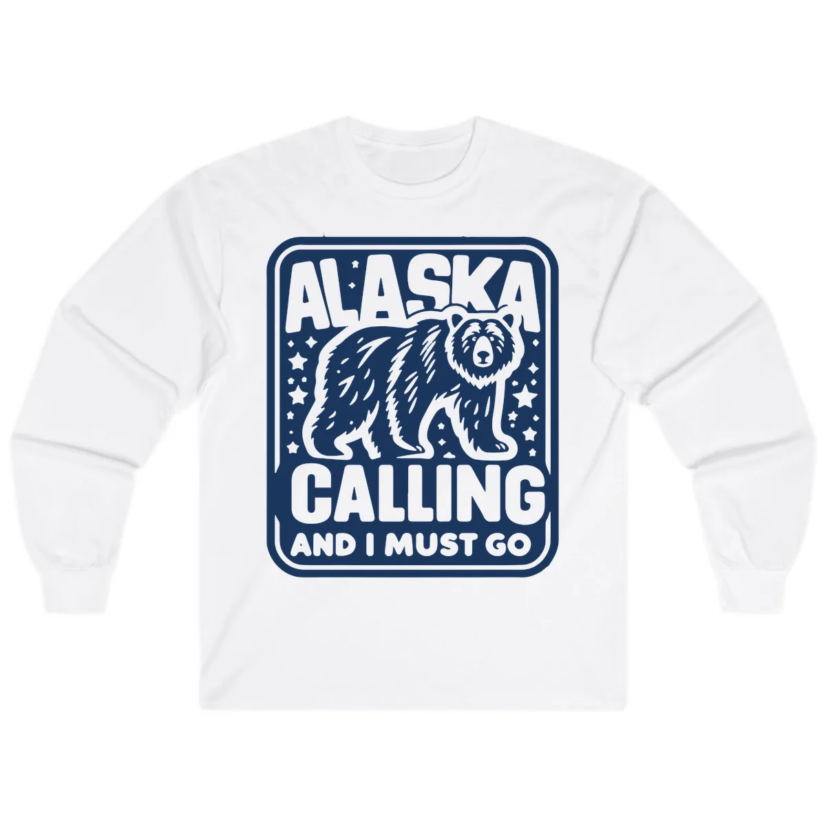 Alaska Calling Bear Adventure Badge Long Sleeve in White