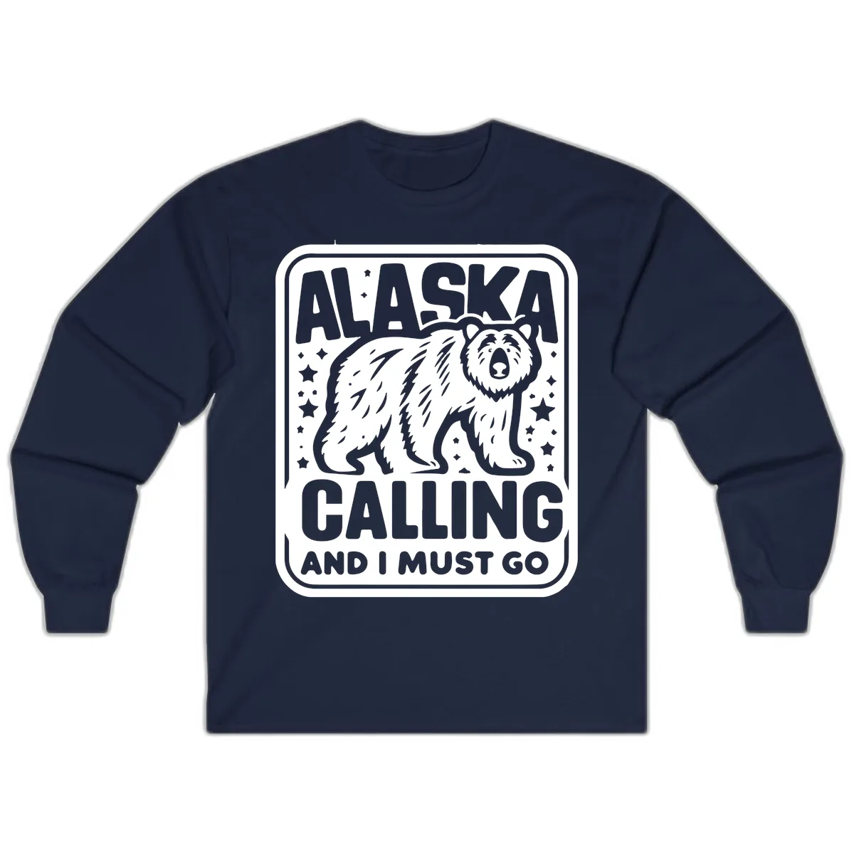 Alaska Calling Bear Adventure Badge Long Sleeve in Navy