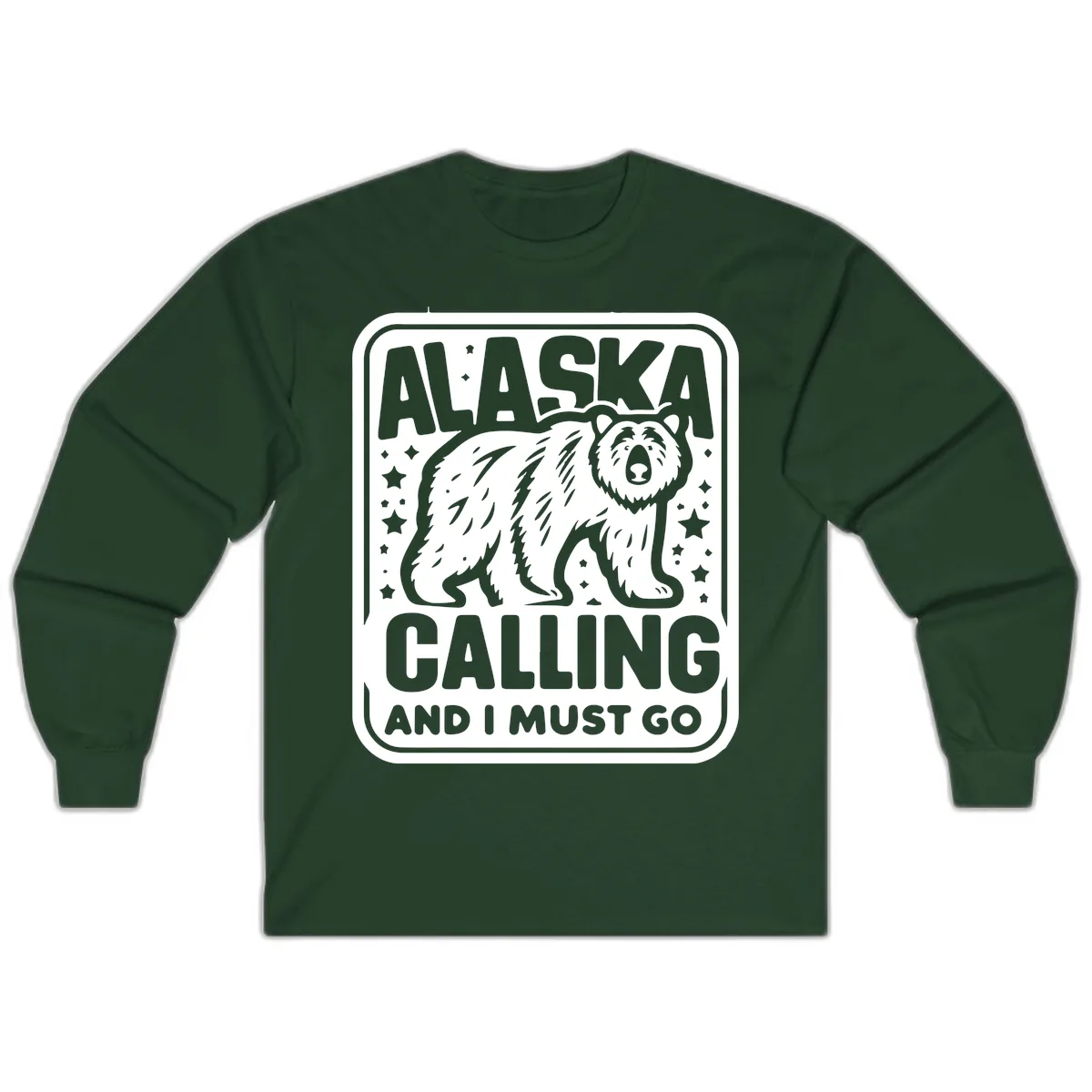 Alaska Calling Bear Adventure Badge Long Sleeve in Forest Green
