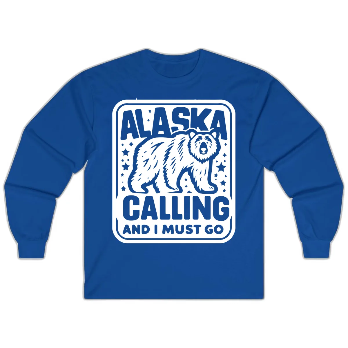 Alaska Calling Bear Adventure Badge Long Sleeve in Royal