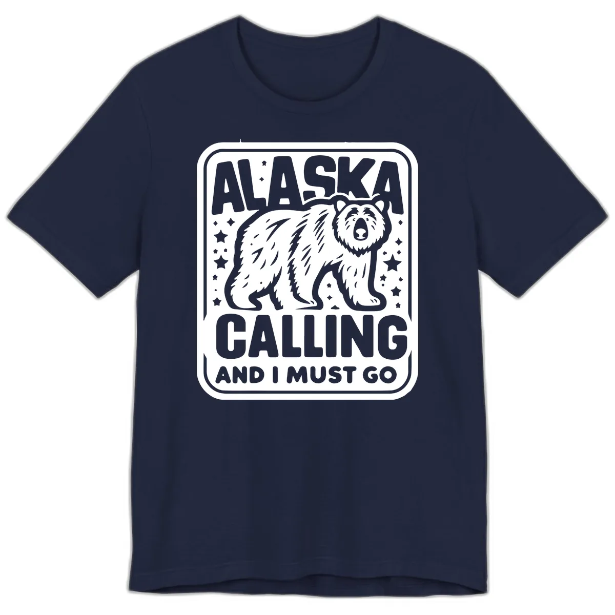 Alaska Calling Bear Adventure Badge Premium T-Shirt in Navy