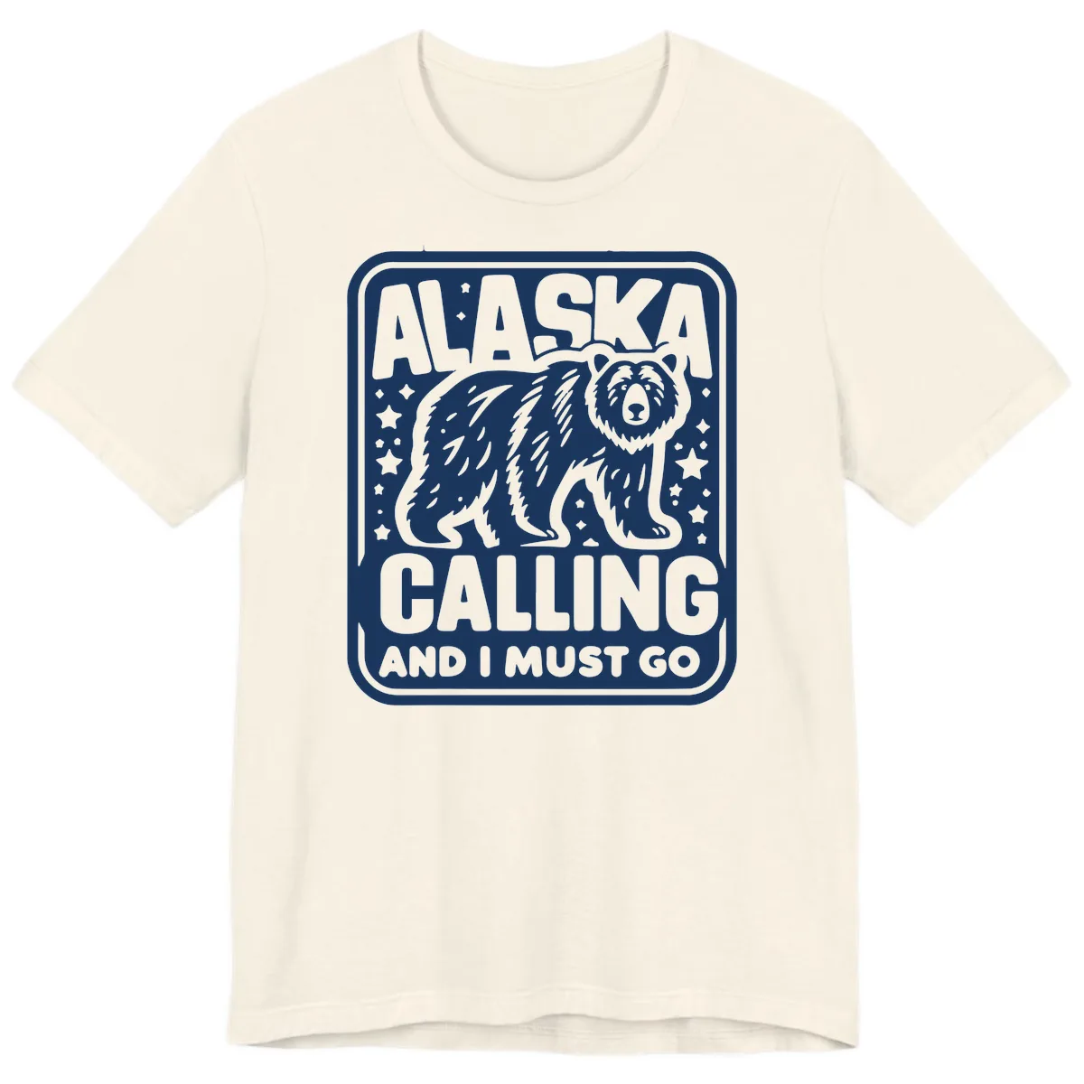 Alaska Calling Bear Adventure Badge Premium T-Shirt in Natural
