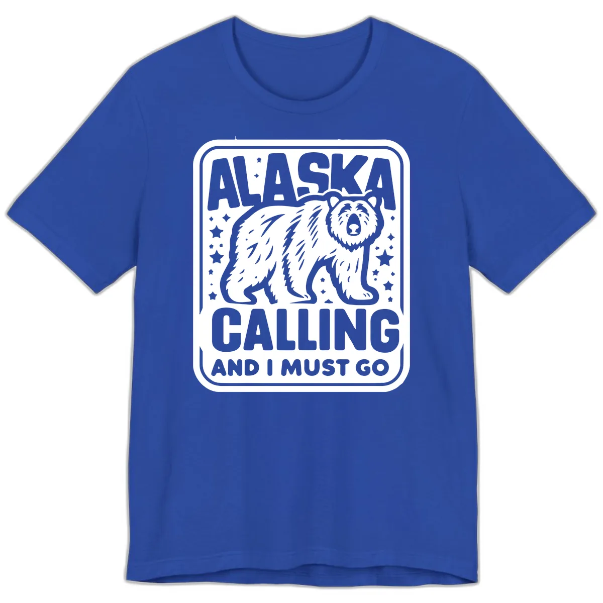 Alaska Calling Bear Adventure Badge Premium T-Shirt in True Royal