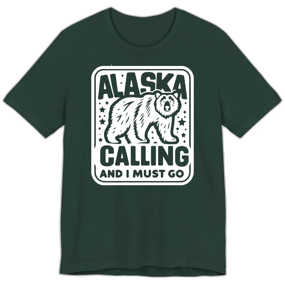 Alaska Calling Bear Adventure Badge Premium T-Shirt in Forest