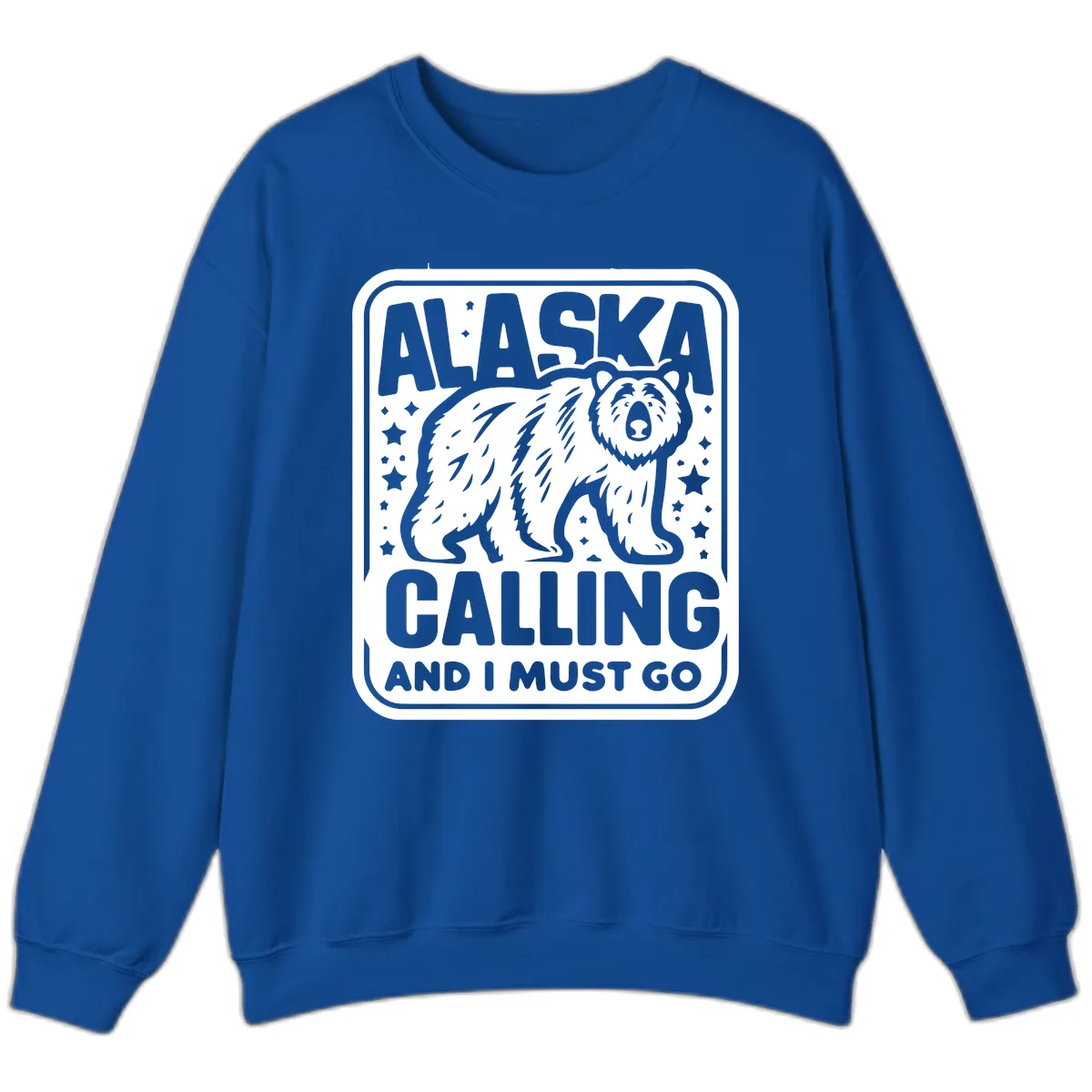 Alaska Calling Bear Adventure Badge Sweatshirt in Royal