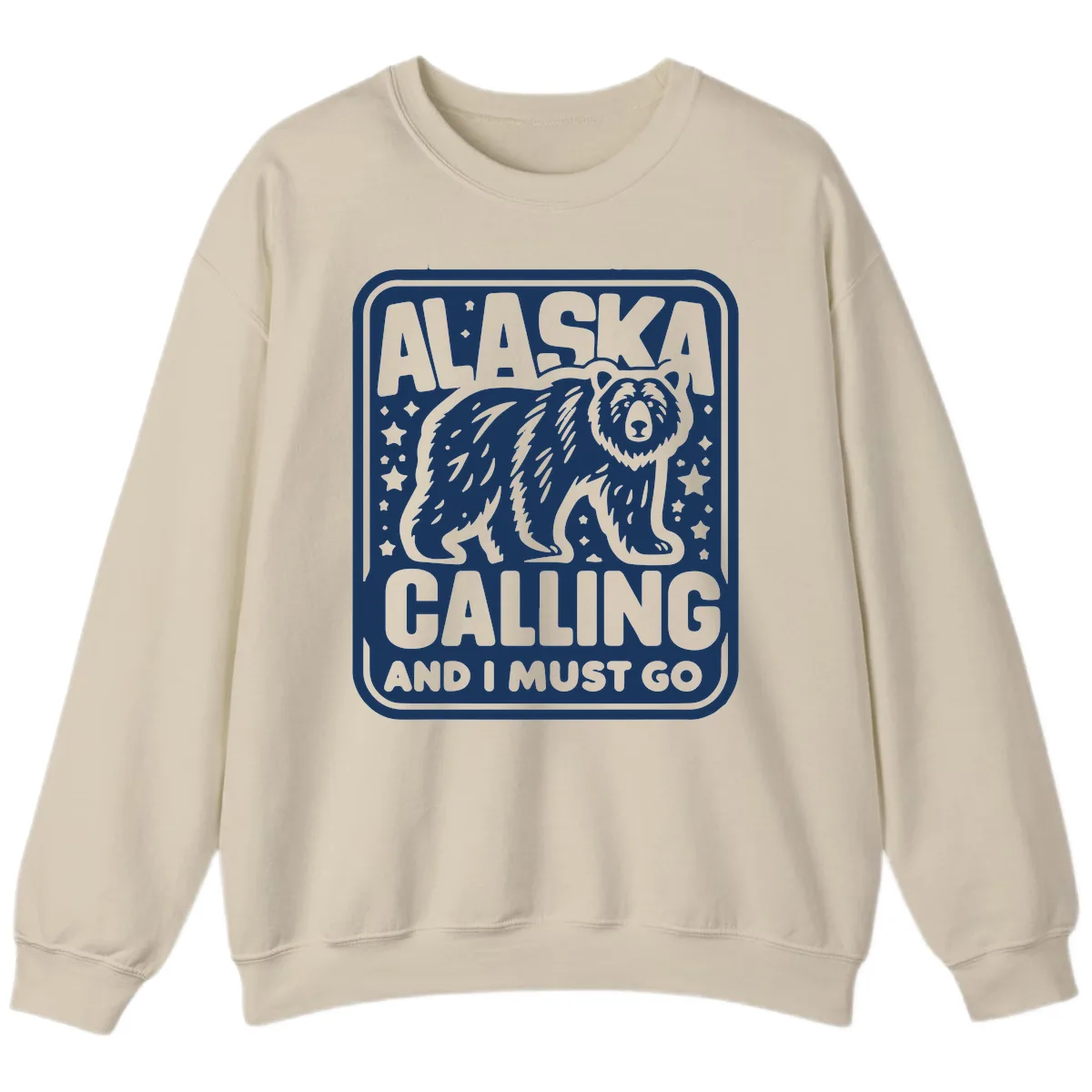Alaska Calling Bear Adventure Badge Sweatshirt in Sand