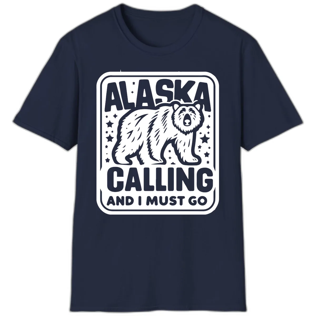 Alaska Calling Bear Adventure Badge T-Shirt in Navy